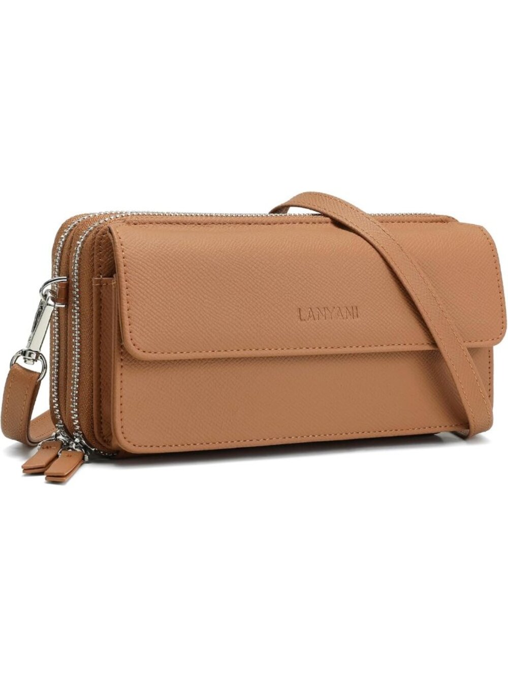 Vegan Leather RFID Crossbody Wallet Wristlet Purse with Phone Pocket for Women